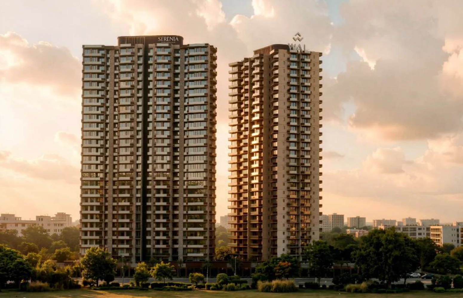 Wal Serenia 92 residential towers facade in Gurgaon