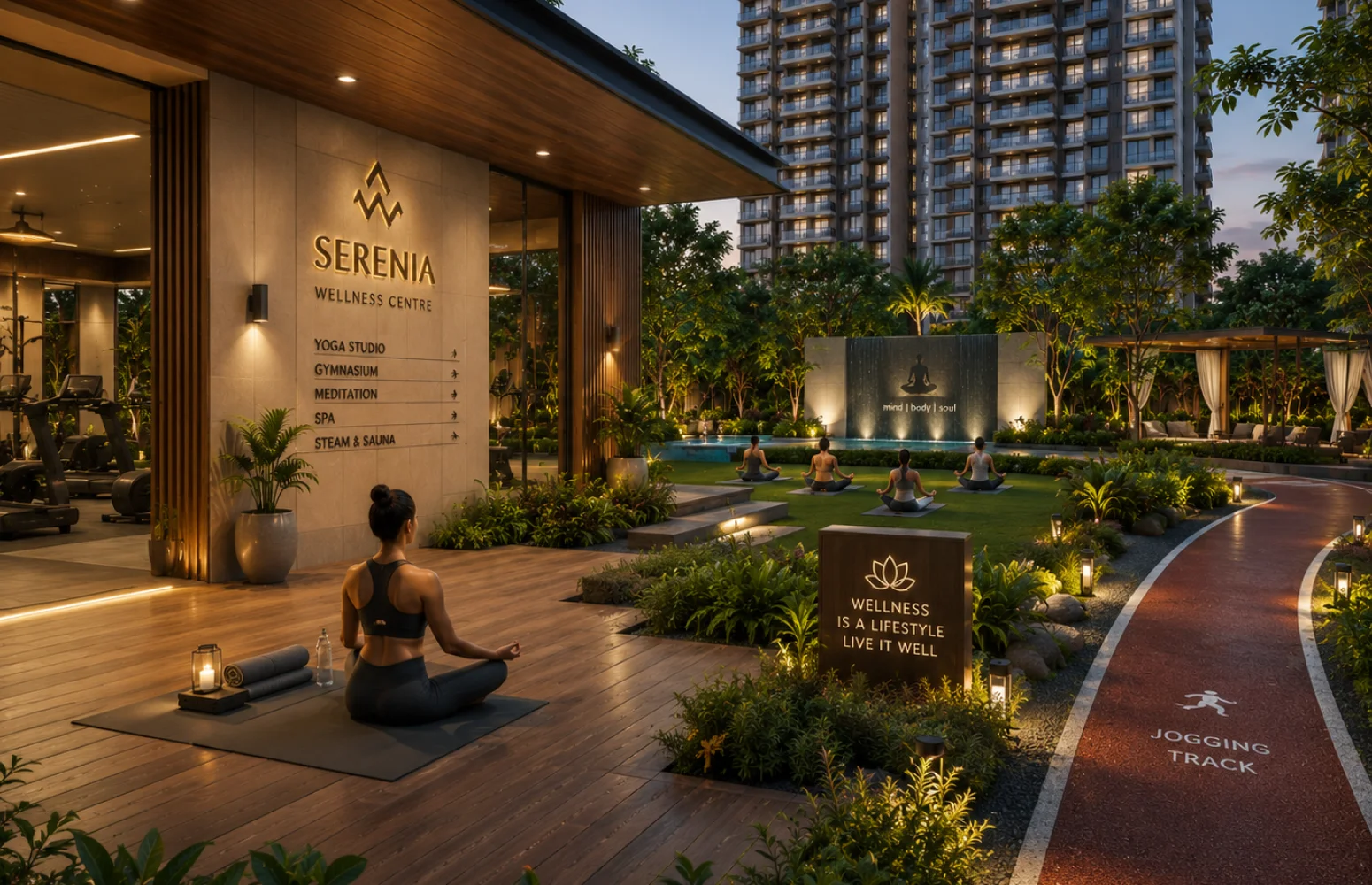 Indoor yoga studio at Wal Serenia 92 Sector 92