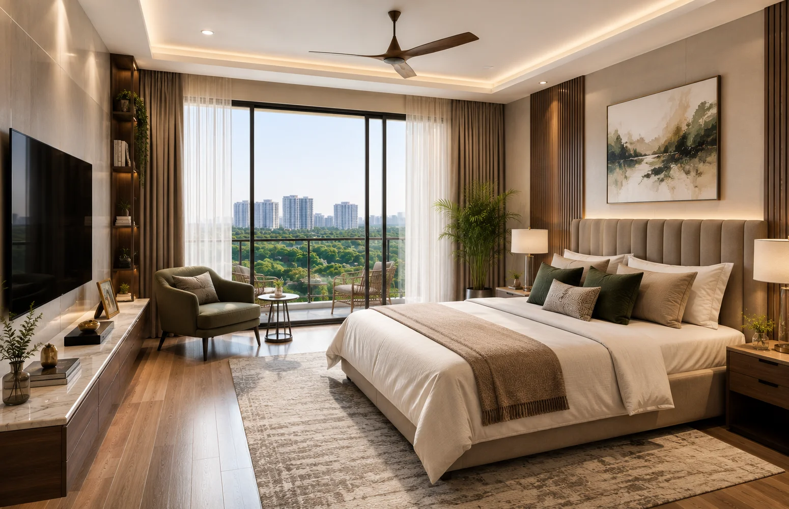 Wal Serenia 92 3 BHK master bedroom interior