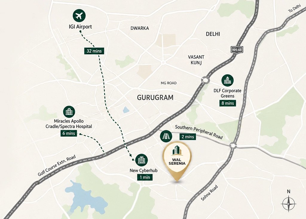Wal Serenia Sector 92 Location Map